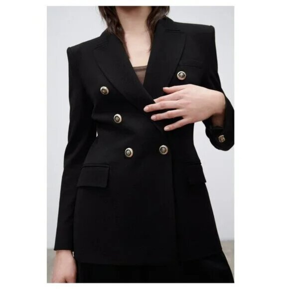 ZARA Jackets & Blazers - ZARA Tailored Double Breasted Black Blazer.